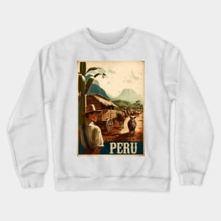 Peru Farmer Vintage Travel Art Poster Crewneck Sweatshirt